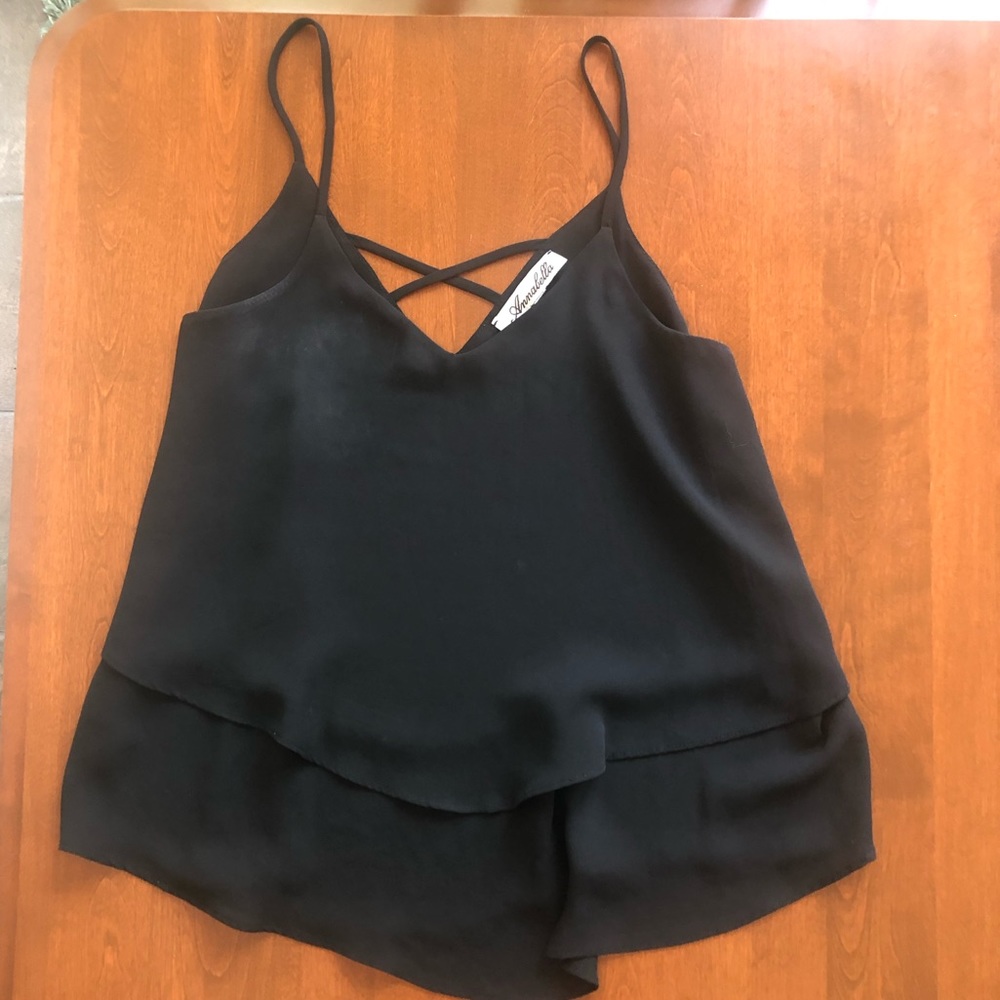 Black Ruffled Tank Top - Picture 2 of 2